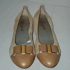 Sabrinas Eneka Beige and Gold Ballet Shoes Size 38